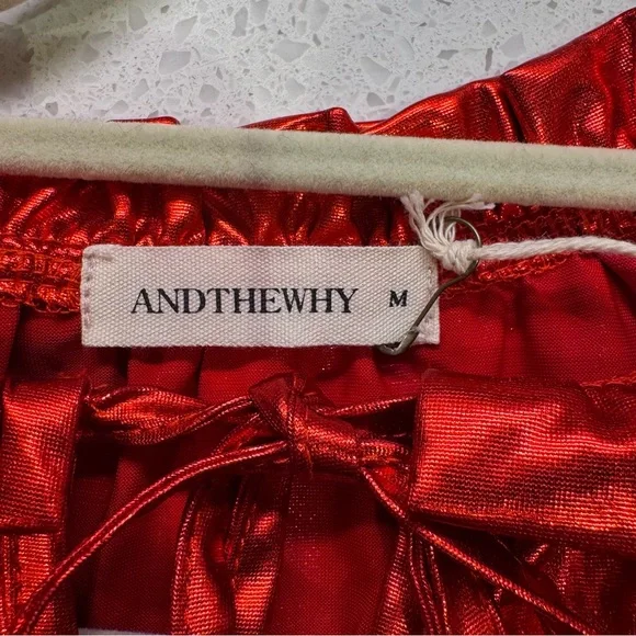 And the Why - beautiful red blouse - size M - NWT - Picture 12 of 16